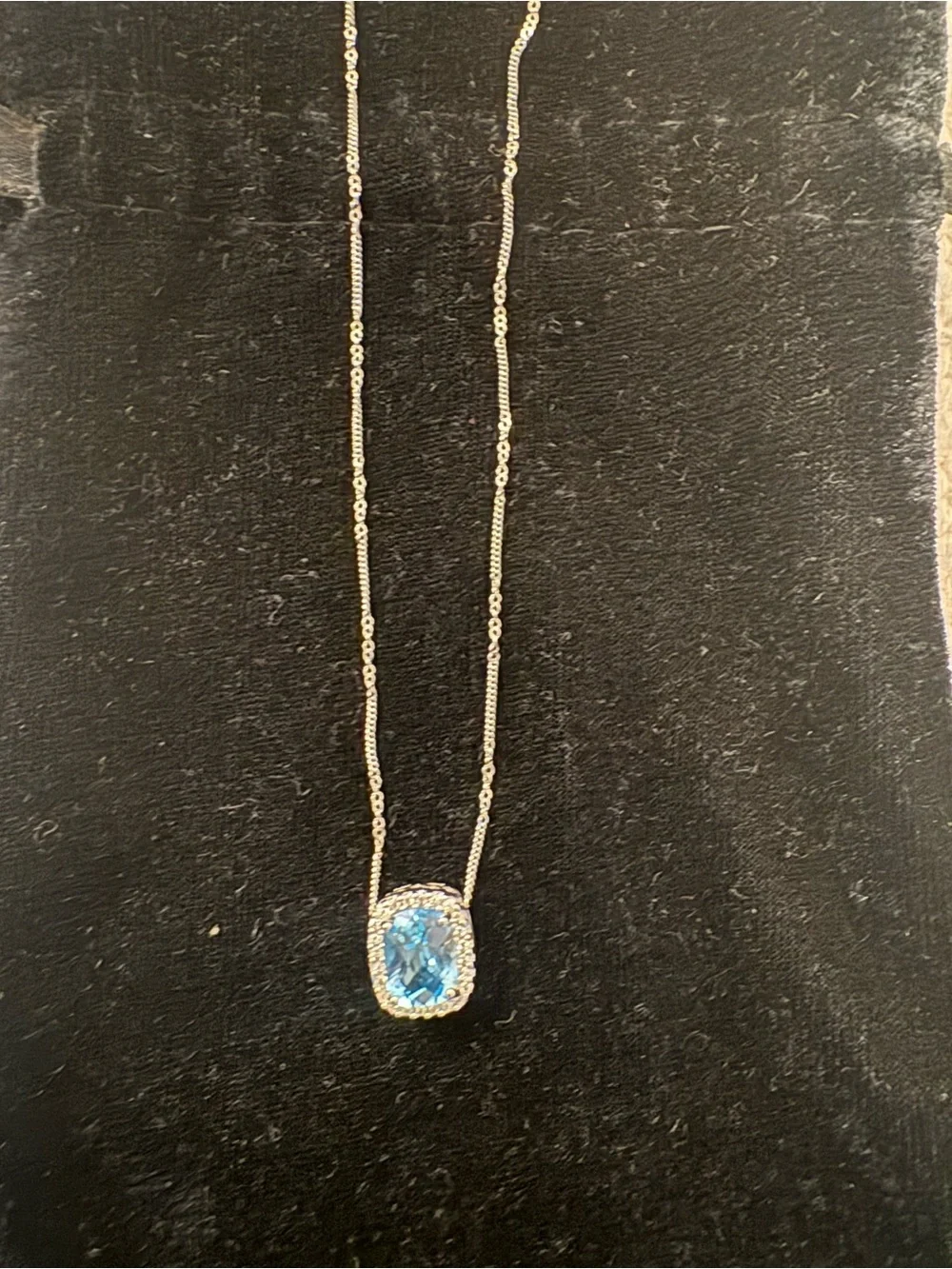 Sterling Silver Diamond & Blue Topaz Pendant Necklace